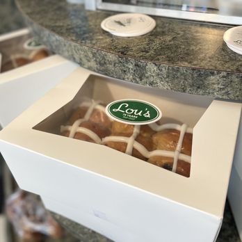 Lou's Restaurant & Bakery - a box of glazed donuts - American Near Me - Hanover, New Hampshire