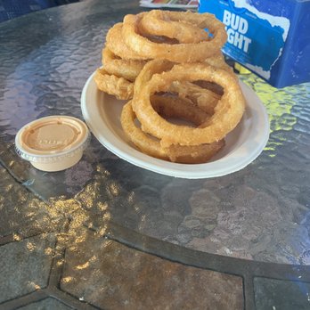 BO's Fish Wagon - The onion rings and dipping sauce - Seafood Near Me - Key West, Florida BO's Fish Wagon - The onion rings and dipping sauce - Seafood Near Me - Key West, Florida