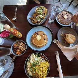Mushroom & Queso Bowl add Tofu Scramble, GF Blueberry Pancakes, Brunch Tostadas, Tofu Chicken Biscuit, Quinoa Sweet Potato Salad Mushroom & Queso Bowl add Tofu Scramble, GF Blueberry Pancakes, Brunch Tostadas, Tofu Chicken Biscuit, Quinoa Sweet Potato Salad