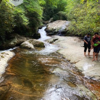 Upper Creek Falls - This is the lower creek crossing near the boulders. Behind me is the raceway stone outcrop and lower overlook I mention in my review. - Hiking Near Me - Newland, North Carolina