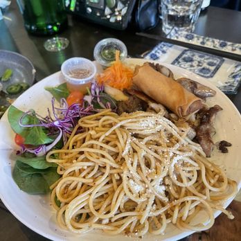 Amazing Basil - Garlic noodle and grilled chicken :-)) - Asian Fusion Near Me - Fremont, California Amazing Basil - Garlic noodle and grilled chicken :-)) - Asian Fusion Near Me - Fremont, California