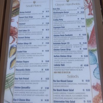 The Beach House - Food menu - Bars Near Me - Westhampton Beach, New York