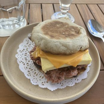 Frank & Laurie's - Steamed egg & sausage sandwich on an English muffin - Breakfast & Brunch Near Me - Providence, Rhode Island Frank & Laurie's - Steamed egg & sausage sandwich on an English muffin - Breakfast & Brunch Near Me - Providence, Rhode Island