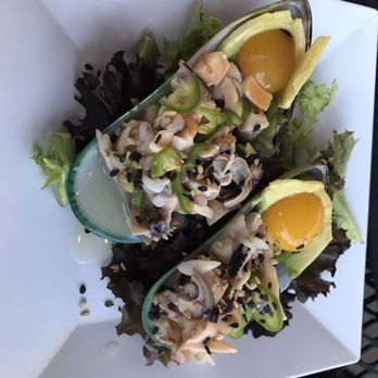 Sabaku Sushi - New Zealand mussels with quail egg - just didn't make sense with the ingredients - Sushi Bars Near Me - Moab, Utah