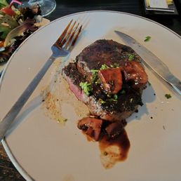 10oz filet mignon for both of us. So tender. Perfectly done! I added the mushroom pepper demi, and it was amazing, balanced. 10oz filet mignon for both of us. So tender. Perfectly done! I added the mushroom pepper demi, and it was amazing, balanced.