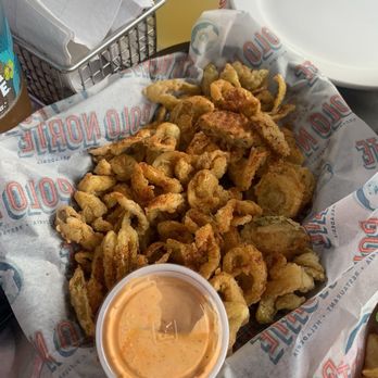 MEAT Eatery And Taproom - Fried Pickles and Banana Peppers Basket - Burgers Near Me - Islamorada, Florida