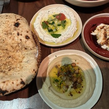 Mara - Tasting Trio - hummus, burrata, tzatziki dips - Mediterranean Near Me - Honolulu, Hawaii Mara - Tasting Trio - hummus, burrata, tzatziki dips - Mediterranean Near Me - Honolulu, Hawaii