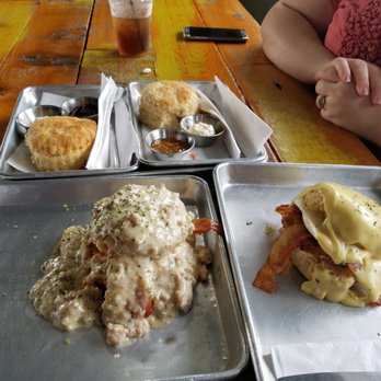 Se7enBites - (clockwise) Two side biscuits, se7en Benedict, and the 3 little pigs - Coffee & Tea Near Me - Orlando, Florida Se7enBites - (clockwise) Two side biscuits, se7en Benedict, and the 3 little pigs - Coffee & Tea Near Me - Orlando, Florida