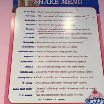 Sprinkles - a menu for a shake menu - Desserts Near Me - Borough Park, New York