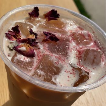 Smalltown Coffee - Iced Hibiscus rose latte - Coffee Roasteries Near Me - Crown Point, Indiana