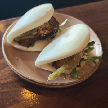 Ryla - Pork Belly Bao Buns ($14) | spicy mayo, pickled mustard greens, peanut powder, hoisin, & cilantro 08-28-2023 - Asian Fusion Near Me - Hermosa Beach, California Ryla - Pork Belly Bao Buns ($14) | spicy mayo, pickled mustard greens, peanut powder, hoisin, & cilantro 08-28-2023 - Asian Fusion Near Me - Hermosa Beach, California