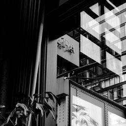 Exterior outside entrance of Cira - Logo as seen from inside the restaurant - Chicago, Illinois Exterior outside entrance of Cira - Logo as seen from inside the restaurant - Chicago, Illinois