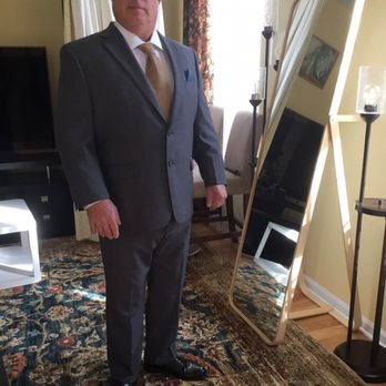 Tailoring by Natalia - Our handsome Steve in his new suit ( shortening sleeves, lowering collar, shortening pants hems). - Sewing & Alterations Near Me Tailoring by Natalia - Our handsome Steve in his new suit ( shortening sleeves, lowering collar, shortening pants hems). - Sewing & Alterations Near Me