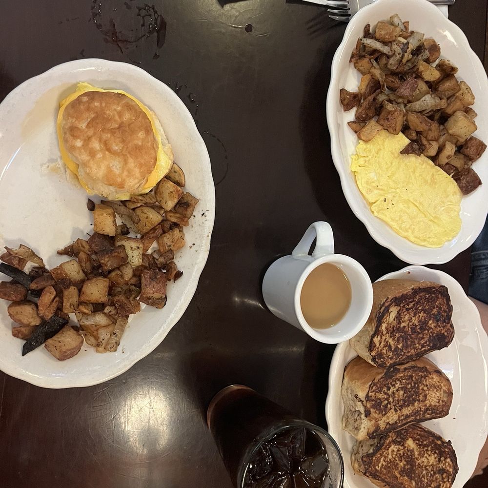 Egg Sandwich with cheese and home fries French Toast or Pancakes Egg Sandwich with cheese and home fries French Toast or Pancakes