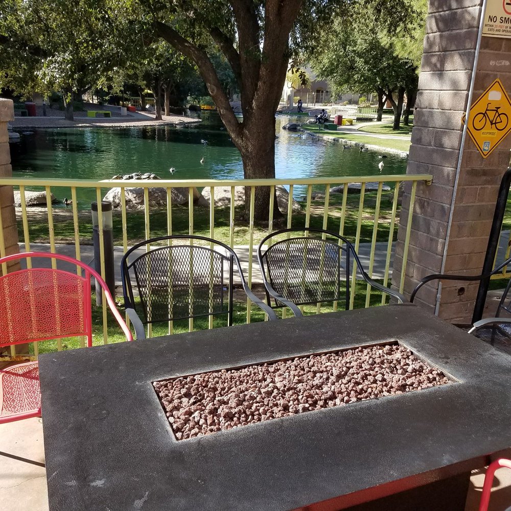 Spokes On Southern - Patio by the pond - New American Near Me - Tempe, Arizona Spokes On Southern - Patio by the pond - New American Near Me - Tempe, Arizona
