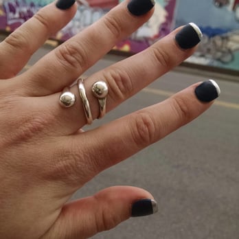 Perfection Nails Salon - Matte blue with silver tips 3 - Nail Salons Near Me - Seattle, Washington Perfection Nails Salon - Matte blue with silver tips 3 - Nail Salons Near Me - Seattle, Washington