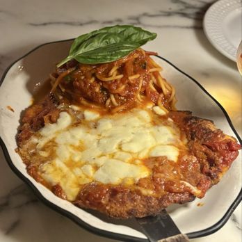 Gersi - Chicken Parmigiano with Spaghetti Pomodoro. - Italian Near Me - Brooklyn, New York