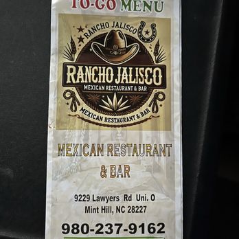 Rancho Jalisco - The menu is huge! Free delivery within two miles but they are so quick I would just go there to eat. - Mexican Near Me - Mint Hill, North Carolina Rancho Jalisco - The menu is huge! Free delivery within two miles but they are so quick I would just go there to eat. - Mexican Near Me - Mint Hill, North Carolina