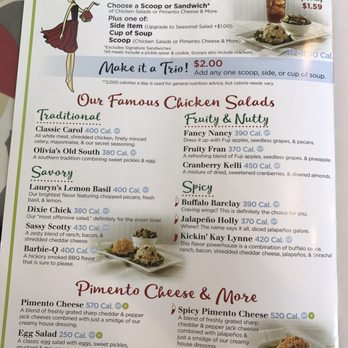 Chicken Salad Chick - a menu for a restaurant - Southern Near Me - Jackson, Tennessee Chicken Salad Chick - a menu for a restaurant - Southern Near Me - Jackson, Tennessee