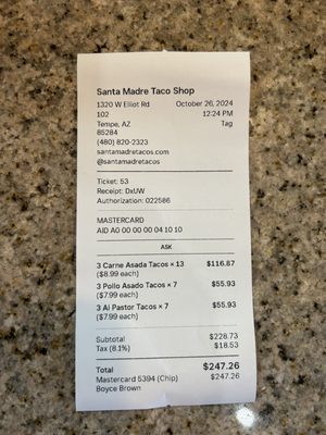 Menu photo 2 Santa Madre Taco Shop Tempe, AZ