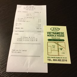 Business card, and our bill.