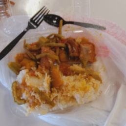 Pinakbet is mixed sautéed veggies and pork. With white rice. Pinakbet is mixed sautéed veggies and pork. With white rice.