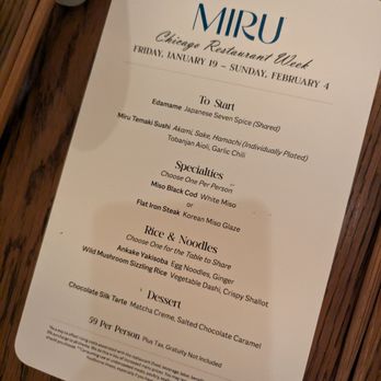 Miru - Restaurant Week menu - Japanese Near Me - Chicago, Illinois Miru - Restaurant Week menu - Japanese Near Me - Chicago, Illinois