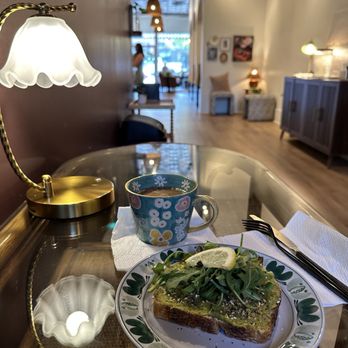 Kaleo Coffee House - Avocado Toast on sourdough bread with a hot Chai - Desserts Near Me - Fountain Inn, South Carolina Kaleo Coffee House - Avocado Toast on sourdough bread with a hot Chai - Desserts Near Me - Fountain Inn, South Carolina