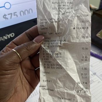 Buffalo Wild Wings - Receipt - Sports Bars Near Me - North Charleston, South Carolina