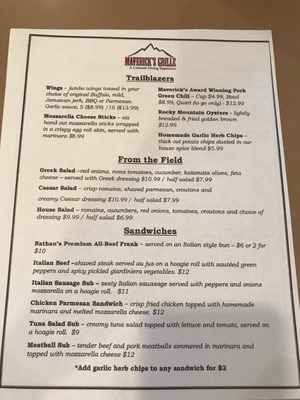 Menu photo 2 Maverick's Grille Granby, CO Menu photo 2 Maverick's Grille Granby, CO