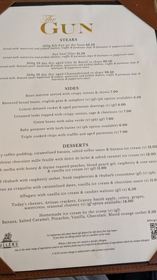Menu photo 2 The Gun London, XGL Menu photo 2 The Gun London, XGL