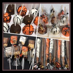 The Wicked Apple - Cake Balls, Pretzel Rods, Rice Krispie Treats, and Candy Apples for a lion King Baby Shower