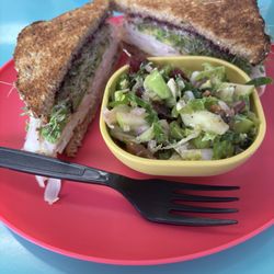 Marilou sandwich and brussel sprout salad