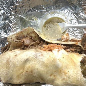 Don Chilaquiles - Carnitas and cuerito burrito. Not the best picture because it was so stuffed it felt apart and couldn't grab it. Definitely not complaining. - Tacos Near Me - Los Angeles, California Don Chilaquiles - Carnitas and cuerito burrito. Not the best picture because it was so stuffed it felt apart and couldn't grab it. Definitely not complaining. - Tacos Near Me - Los Angeles, California