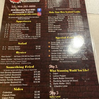 Rocking Crab - The menu - Seafood Near Me - Jacksonville, Florida
