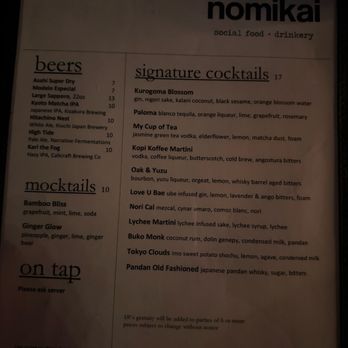 Nomikai - Menu March 2026 - Cocktail Bars Near Me - San Jose, California Nomikai - Menu March 2026 - Cocktail Bars Near Me - San Jose, California