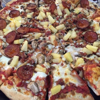 Pizza Pirate - Linguisa, pineapple, bacon, mushroom pizza. Yum! - Pizza Near Me - Benicia, California Pizza Pirate - Linguisa, pineapple, bacon, mushroom pizza. Yum! - Pizza Near Me - Benicia, California