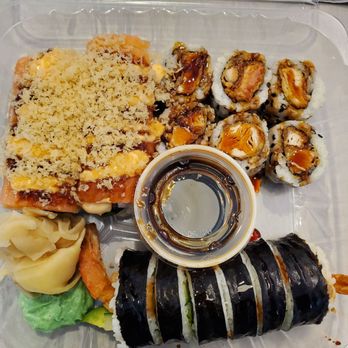 Screaming Tuna - Sold out roll on the left, Sesame chicken roll top right, and shrimp tempura roll on the bottom - Sushi Bars Near Me - Milwaukee, Wisconsin