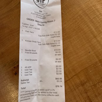 Sip - Check - New American Near Me - Plattsburgh, New York