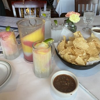 Lauriol Plaza - Margarita SWIRL (frozen strawberry mango lime ) with roasted salsa and homemade in house corn chips - Mexican Near Me - Washington, DC, District of Columbia Lauriol Plaza - Margarita SWIRL (frozen strawberry mango lime ) with roasted salsa and homemade in house corn chips - Mexican Near Me - Washington, DC, District of Columbia