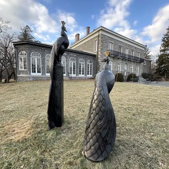 Bartow-Pell Mansion Museum - Peacock statues in the Garden. - Museums Near Me - Bronx, New York
