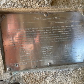 Fremont Troll - Plaque - Public Art Near Me - Seattle, Washington Fremont Troll - Plaque - Public Art Near Me - Seattle, Washington