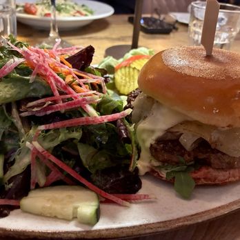 Local Union 271 - Generous side of salad with Duck Fat "The Local Burger" ($24.50) - American Near Me - Palo Alto, California