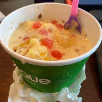 Peachwave Frozen Yogurt - Coconut, pineapple with strawberry & mango boba balls & almonds. - Ice Cream & Frozen Yogurt Near Me - San Antonio, Texas Peachwave Frozen Yogurt - Coconut, pineapple with strawberry & mango boba balls & almonds. - Ice Cream & Frozen Yogurt Near Me - San Antonio, Texas