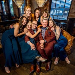 Bonnie Photo - Friends embrace each other to celebrate wedding.