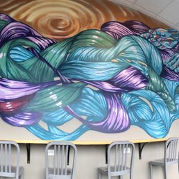 Beautiful wall mural inside!
