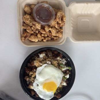The Baker’s Son - top to bottom: sinigang popcorn chicken and pork belly sisig bowl - Filipino Near Me - Kissimmee, Florida The Baker’s Son - top to bottom: sinigang popcorn chicken and pork belly sisig bowl - Filipino Near Me - Kissimmee, Florida