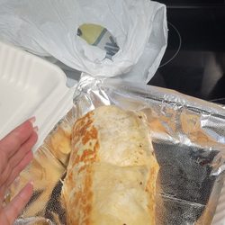 Sabor Latino - A chorizo chicken burrito with rice the size of my face