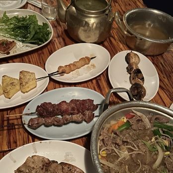 Dan Sung Sa - Hanwoo beef, chicken gizzard, pork belly, pineapple, mushroom, and potato pancake - Korean Near Me - Los Angeles, California