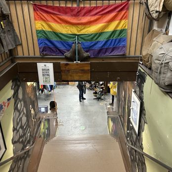 Next Adventure - Steps down into the famous Bargain Basement - Outdoor Gear Near Me - Portland, Oregon